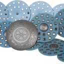 3 1/2" (90 mm) Wide Ladies Wide Boho Disc Concho Leather Belt (L - 45 END-TO-END, Turquoise)