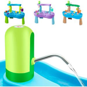 Ultimate Water Table Pump: 3 Hours of Non-Stop Fun Rechargeable Battery Powered Water Pump for Toddlers Water Play Sand Table Toys Accessories Summer Outdoor Game Toys for Kids Green