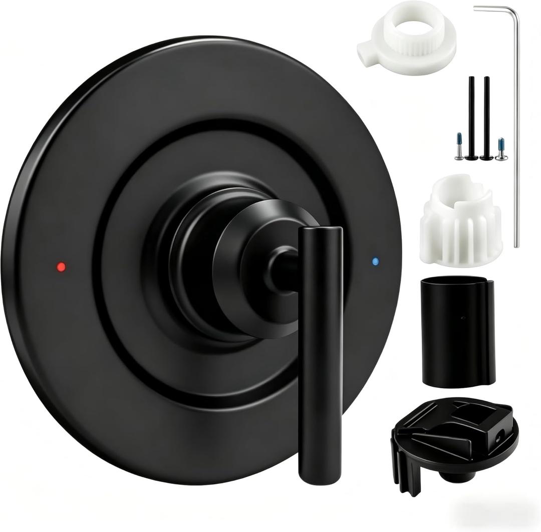 Replacement for Moen Single Lever Handle T2901BL Trim Kit, for Moen Gibson Posi-Temp Shower/Tub 2510/2520/2570/2590 Pressure Balanced Valves（black）