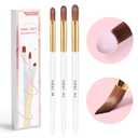 AIRSEE 3PCS Acrylic Nail Brush Set, Size 8/10/14 for Beginner & Professional Use for Acrylic Powder, Nail Art Extension & 3D Carving, 3A+ Nylon, DIY Salon Home, White