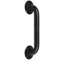 1ft Metal Industrial Pipe Wall Handrail -12 Inch Pipe Barn Door Pull Handle, Gate Pulls, Staircase Handrail for Indoor & Outdoor Steps, Deck Hand Rail, Safety Grab Bar (Matte Black)