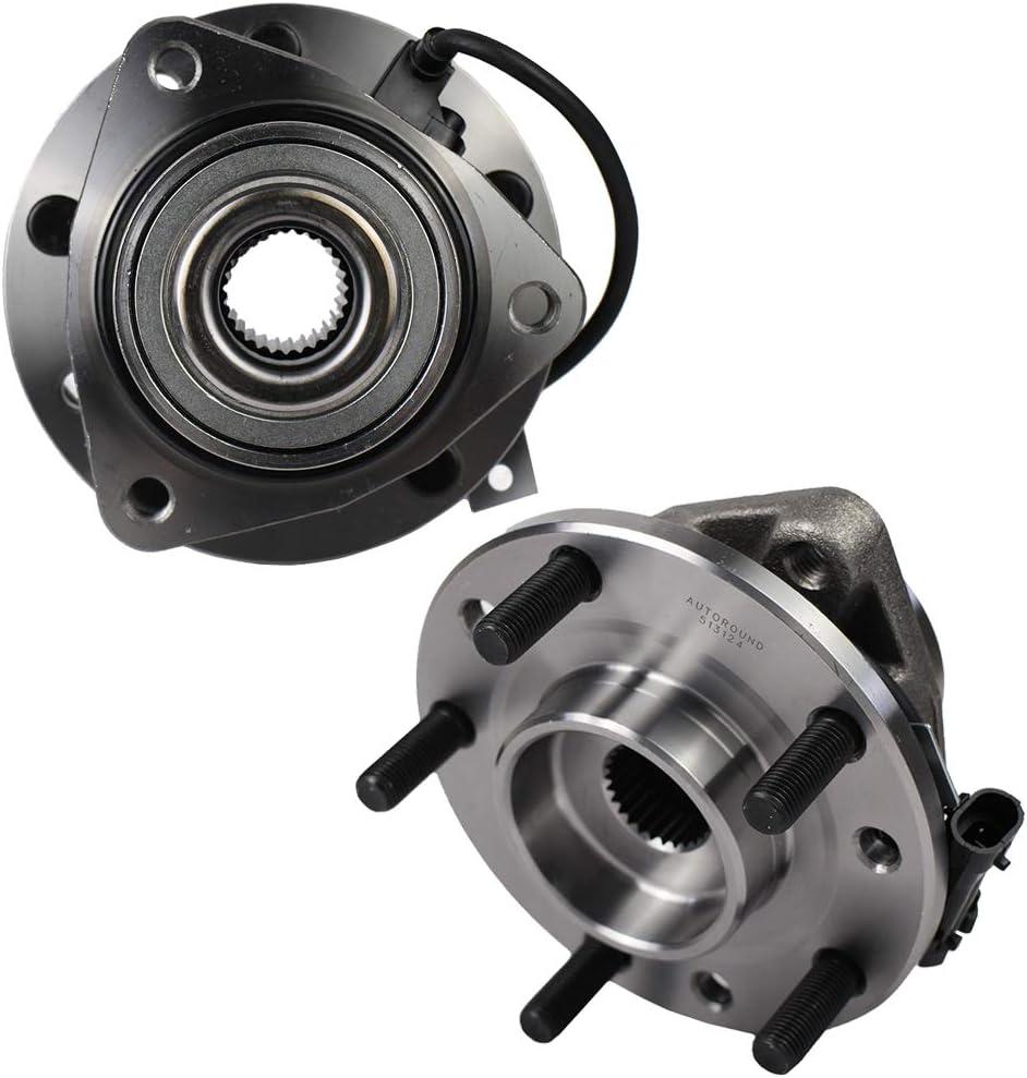 Autoround 513124 4WD Pair Front Wheel Hub and Bearing Assembly Fit for 4x4 Chevy S10, Blazer, GMC Jimmy, Sonoma, Oldsmobile Bravada, Isuzu Hombre 5 Lug w/ABS Set of 2