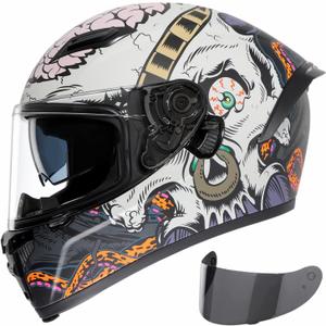 TRIANGLE Motorcycle Helmets Full face Helmet for Adults Men and Women Dual Visor with Internal Sunshield DOT Approved (Black Gray, Medium)
