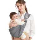 Baby Sling Carrier for Newborn, Pure Cotton Soft and Breathable Baby Carrier for Everyday Use, Adjustable, Portable, 0-36 Months, Up to 33 lbs (Grey)