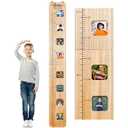 Chunful Wooden Growth Chart for Kids with Picture Frames Height Growth Chart for Wall Foldable Height Measurement Ruler for Boy Girl Teen Bedroom Playroom Nursery Child's Room Wall Decoration