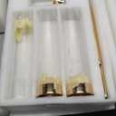 NUPTIO Hurricane Candelabra Candle Holder: 2 Pcs 6 Arm Gold Metal Candlestick Candelabras with Crystal Glass Chimney Cover 24 inch Tall Vintage Taper Candles Holders for Christmas Fireplace Decor