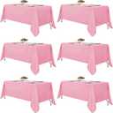 Fitable Pink Rectangle Tablecloths for 6 Foot Tables, 6 Pack - 70 x 108 Inches - Stain Resistant and Washable Table Clothes, Polyester Fabric Table Covers for Wedding, Party, Banquet, Buffect