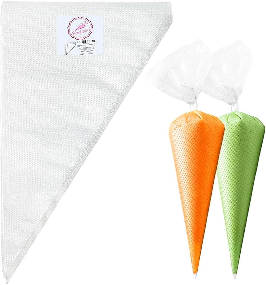 Keenpioneer 14-Inch Disposable Decorating & Pastry Bags, Tipless Icing Piping Bag for Cake, Cream Frosting and Cookie Decoration, Pack of 100 (Clear)