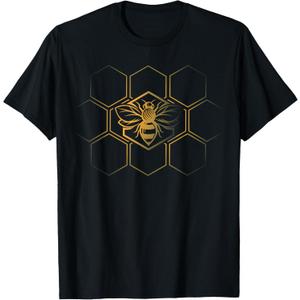 Beekeeper Beekeeping - Honeycomb Love For Bees T-Shirt (Small, Black)