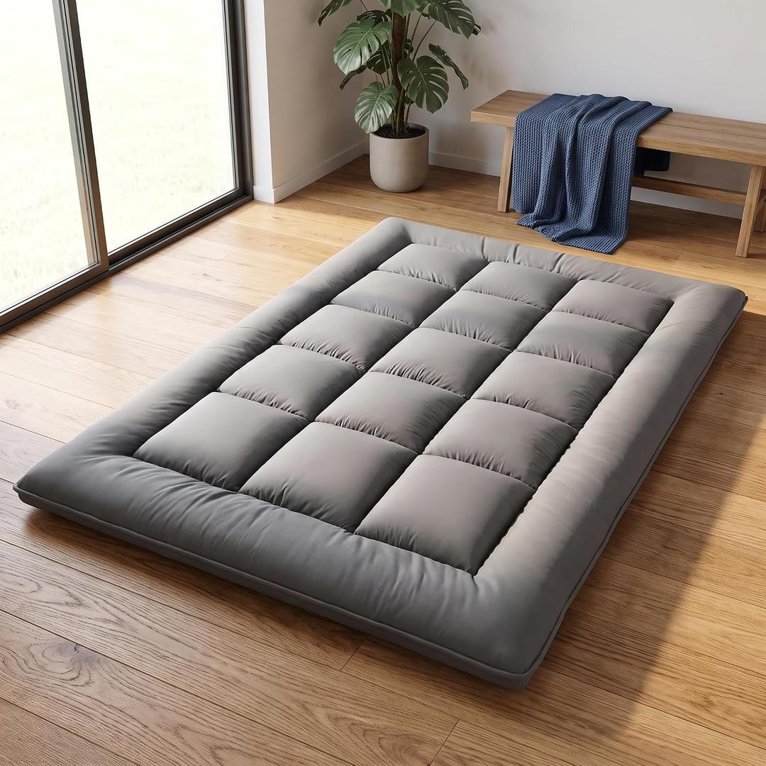 Japanese Floor Futon Mattress Twin Foldable Roll Up Sleep Pad for Guest
