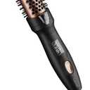 Thermal Brush, MINI & Tiny 1 Inch Ionic Heated Round Brush for Blowout Look, Tourmaline Ceramic Ionic Curling Iron for Short to Medium Hair, Adjustable Temperature, Dual Voltage, Compact-Size (Black)