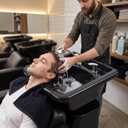 Professional Shampoo Bowl for Salons, Black ABS Plastic Shampoo Sink with Faucet for Hair Salons, Barber Stores, Beauty Salons and Home Use