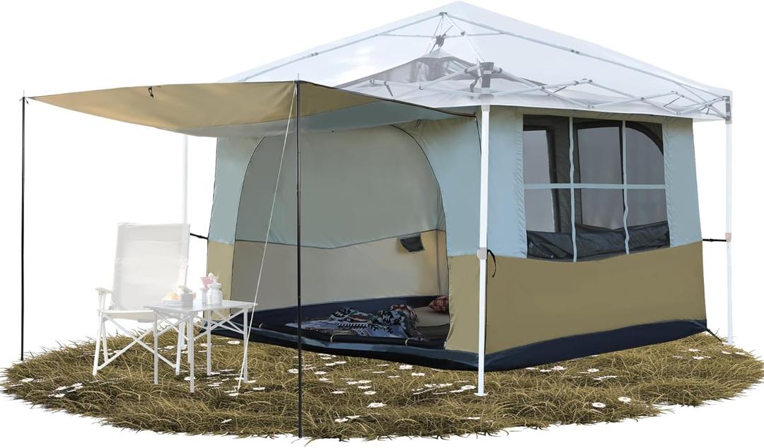 REDCAMP Canopy Camping Tent for Pop Up Canopy Tent, Inner Tent Converts Straight Leg 10'x10' or 10'x20' Canopy into Camping Tent, Fits 4-6 Person(Frame/Shelter NOT Included), 304.8 cm x 304.8 cm