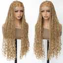 FABLLE 30 Inch Boho Braided Wigs for Black Women Knotless Boho island Twist Wig Single Full Lace Square Box Honey Blonde Braids Wig Pre Plucked with Baby Hair Beginner Friendly