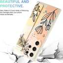Compatible with Samsung Galaxy S23 Ultra Case with Wrist Strap Beige | Floral Flower Shockproof Soft TPU Protective Cover Women Girls, Anti Scratch Case for S23 Ultra 6.8 Inch, Beige