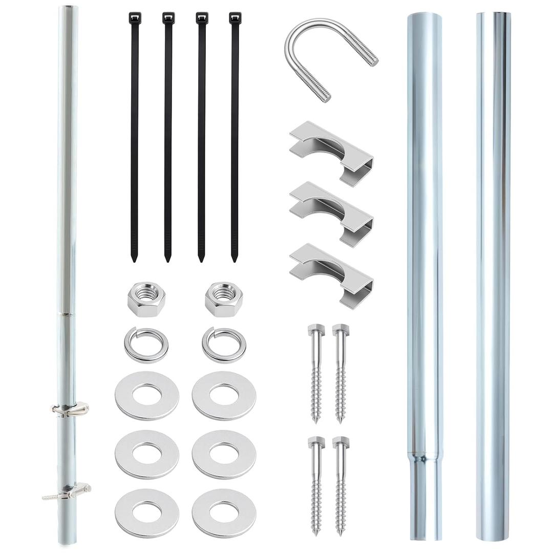 Blulu Mounting Pole Kit for Weather Station - Heavy Duty Galvanized Steel with Stainless Hardware, Adjustable 19.5 to 37.5 Height for Outdoor Sensors & Solar Panels