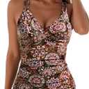 Daci Tankini Swim Tops for Women - Tummy Control Bathing Suit Swimwear Top Only V Neck No Bottom (Large, Mandala)