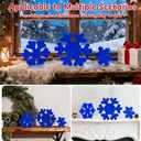 3 PCS Velvet Flocked Wooden Snowflake Decoration, Blue Christmas Snowflake Table Sign Winter Tabletop Centerpiece Wood Blocks for Indoor Xmas Winter Centerpieces for Tiered Tray Home Decor