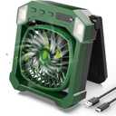 Camping Fan Battery Powered & Solar Powered, Portable Solar Fan 10000mAh Rechargeable Outdoor Fans with Light, Quiet Cordless Fans for Tent, RV, Emergency, Hiking, Power Outage, Desk, Survival Kit