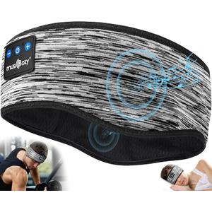 MUSICOZY Bluetooth 5.2 Sleep Headphones, Wireless Headband Headphones with HD Stereo Speakers, Sports Earphones for Sleeping, Running, Yoga, Ideal Gifts for Men, Women, Teens