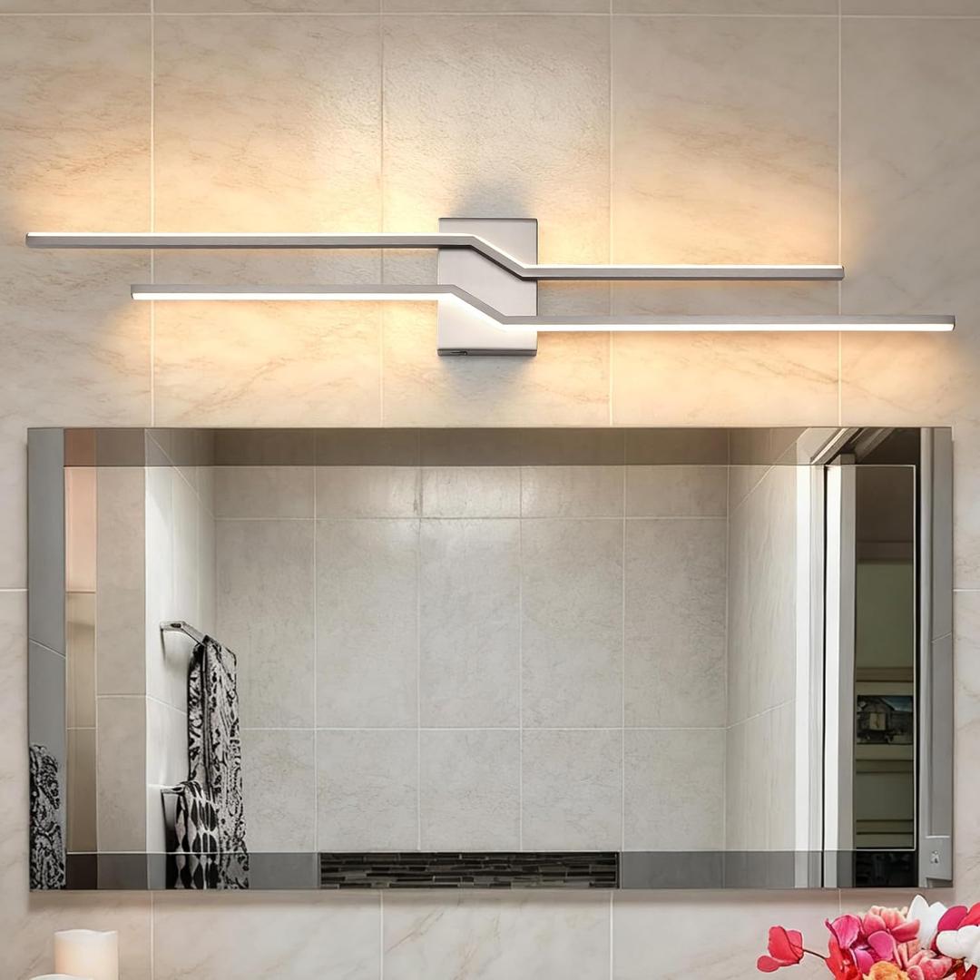 39.4 Inch Vnaity Lighting Led Bathroom Lights Over Mirror Brushed Nickel Dimmable 5CCT 36W Modern Bath Vanity Lights Bar Wall Sconces, 39.4 Inch Long