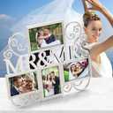 Mr & Mrs Picture Frames,Cherish Every Memory,4 opening photo collage,Silver Plating,Wedding Gifts