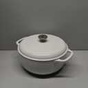 Lodge Essential Enamel Cast Iron Dutch Oven 6 Quarts - Perfect for Bread Baking, Braising, Marinating & Slow Cooking - Features Moisture-Sealing Lid & Dual Handles - Kitchen Essentials - Oyster White