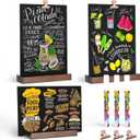 Tabletop Chalkboard with Wood Stand - 3 Pack, 6 x 8 Inch Double Sided Chalkboard Food Signs Menu Message Boards for Coffee Bar, Lemonade Stand, Party Decoration - Vertical Back