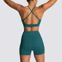 IMEKIS Women's Workout Sets 2 Piece Yoga Outfit High Waisted Biker Shorts Leggings Sports Bra Gym Fitness Clothes Tracksuit, Medium