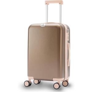 20 Inch Carry On Luggage for Women, Lightweight Hardside Suitcase with 360 Spinner Wheels, TSA Lock, Durable Luggage for Travel, Titanium Gold