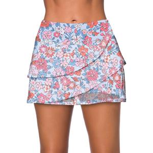 Aleumdr Women's Waistband Layered Swimdress Ruffle Swim Skirt Swimsuit Bottom (Large, Pink Printed)