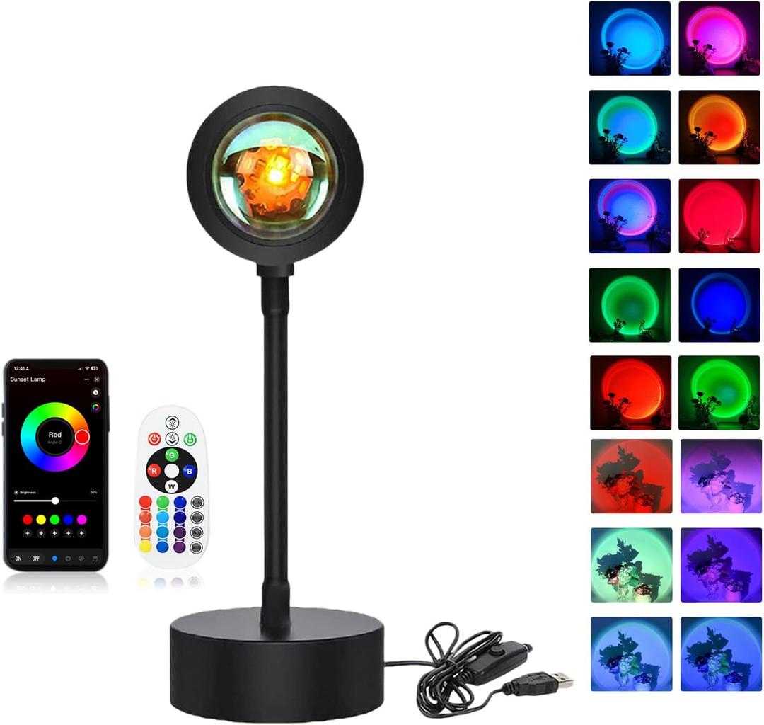 Rainbow Projector Lamp, Multicolor RGB Sunset Light With App Control