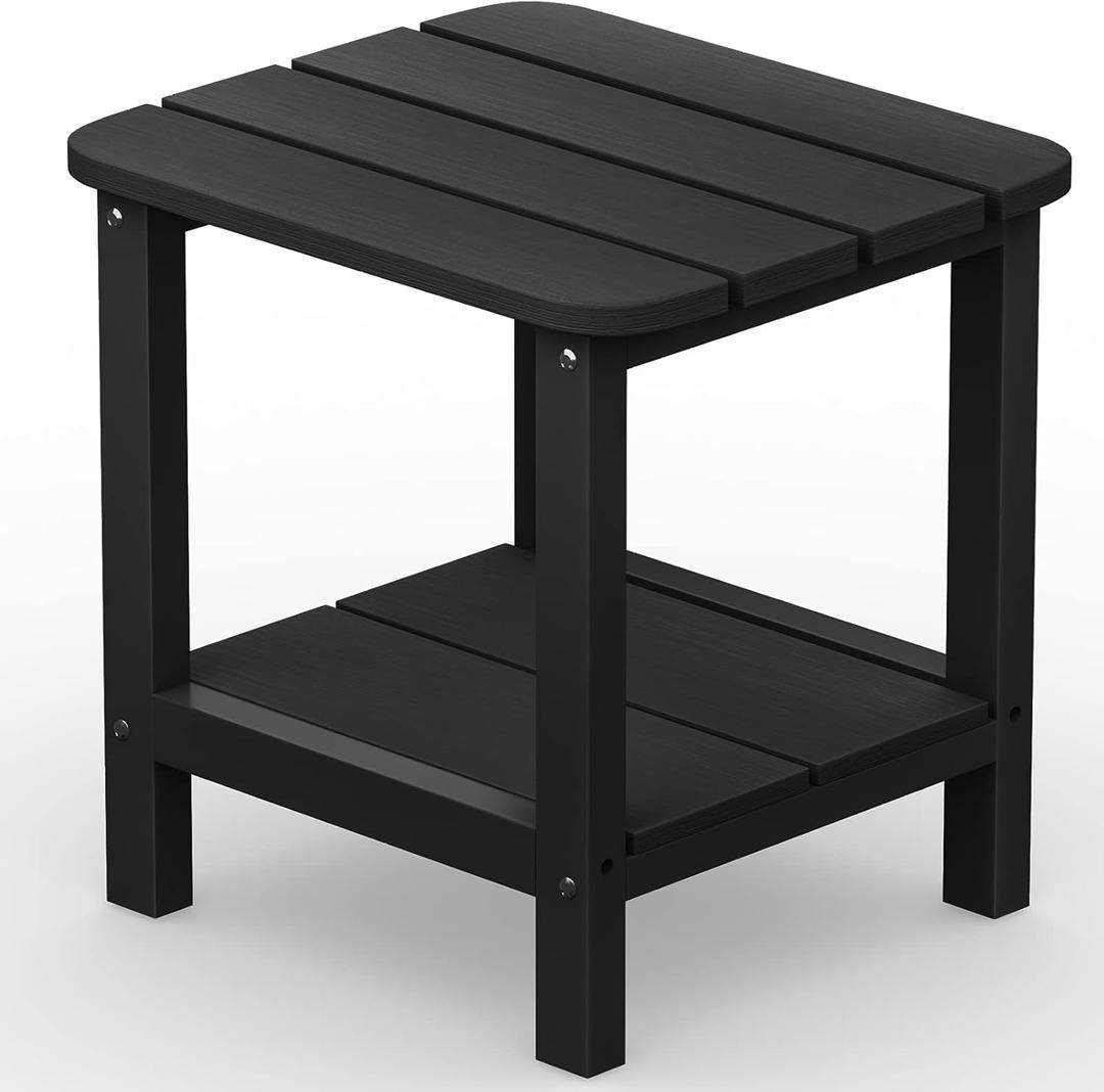 SERWALL Double Adirondack Side Table Rectangular End Table, Black (HIPS-1 pack)
