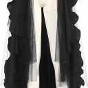 HaoLin Steampunk Retro Victorian Punk Cincher Lace up Long Ruffle Pencil Skirt Black