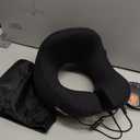 jiaao Travel Pillow Memory Foam Neck Pillow for Airplanes with Adjustable Neck Support, Includes Eye Mask, Earplugs & Storage Bag - Perfect for Flights, Road Trips, and Trains (Adult Large, Black)