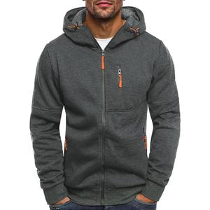 Men's Zip Up Fleece Hoodie Lightweight Sweatshirt Long Sleeve Sports Hooded Jacket with Zipper Pockets Dark Grey, XL