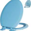 Angol Shiold Slow Close Wood Toilet Seat（Blue, Elongated 18.5''）