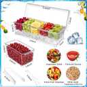 FillTouch 4 Sets Acrylic Drink Dispenser with Condiment Tray Ice Scoop, 2.7 Gallon Clear Juice Dispenser Countertop with Spigot and Base, Lemonade Stand Supplies for Summer and Wedding Party