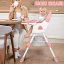 High Chairs for Babies and Toddlers, 4 in 1 Convertible Baby High Chair, Portable High Chair for Travel with Adjustable Height and Back, Foldable High Chair with Wheels& Pu Cushion