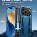 FNTCASE for iPhone 17 Pro Case: Military Grade Drop Proof Protection Mobile Cover with Kickstand | Matte Textured Rugged Shockproof TPU | Protective Sturdy iPhone 17 Pro Phone Cases 2025 - Blue