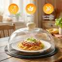 WENWELL Glass Microwave Splatter Cover with Silicone Mat, 10Inch Plate Splatter Food Lid with Integrated Grip Handle and Vent Hole, BPA Free, Dishwasher Safe