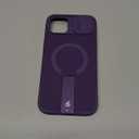 SURITCH for iPhone 14 Plus/15 Plus Case with Magnetic Camera Slide Cover and Adjustable Kickstand, Compatible with MagSafe, Shockproof Bumper Case Slim Protective Cover 6.7 Inch, Dark Purple