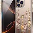 bicol for iPhone 16 Pro Case with Screen Protector, Enhanced Camera Protection, Crystal Acrylic Clear with Fashionable Pattern Designs for Girls Women, Slim Fit Protective Phone Cover, Cute Giraffe