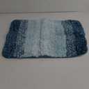 Walensee Bathroom Contour Rug (20 x 24, Ombre Blue) Non-Slip Water Absorbent Soft Microfiber Shaggy Bath Mat - Machine Washable U Shape Toilet Rug