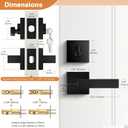 Probrico Flat Black Passage Door Lever with Single Cylinder Deadbolts Combo Pack, Modern Square Lock Set Handleset,Exterior Door Handle and Deadbolts Set,Exterior Door Lever Passage 2 Pack
