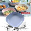 6 PCS 5.7inch/14.5cm Square Lightweight Wheat Straw Plates, Deep Dinner Dishes, Camping Dinnerware for Serving pasta fruit(Blue)