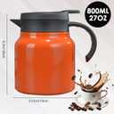 27 oz Single Stainless Steel Thermal Coffee Carafe, Double Wall Vacuum Insulated Creamer Container, Beverage Dispenser for Milk and Hot Chocolate, Tea Pot. (Orange) (EXP 06/07/30)
