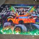 Truck Themed Backdrop 7Wx5H Photography Monster Happy Birthday Party Supplies Jam Burning Flame Car Grave Digger Boys Kids Background Cool Unique Party Decorations Banner Photo Booth Props