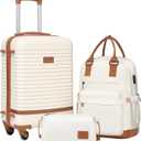 Coolife Suitcase Set 3 Piece Luggage Set Carry On Travel Luggage TSA Lock Spinner Wheels Hardshell Lightweight Luggage Set(White, 3 piece set (BP/TB/20))
