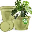 12-inch-Planters-for-Outdoor-Plant，Plastic Indoor Flower Pots with Drainage Holes & Saucer，4 Packs Decorative Garden Pots for Plantfor Home Porch Decor